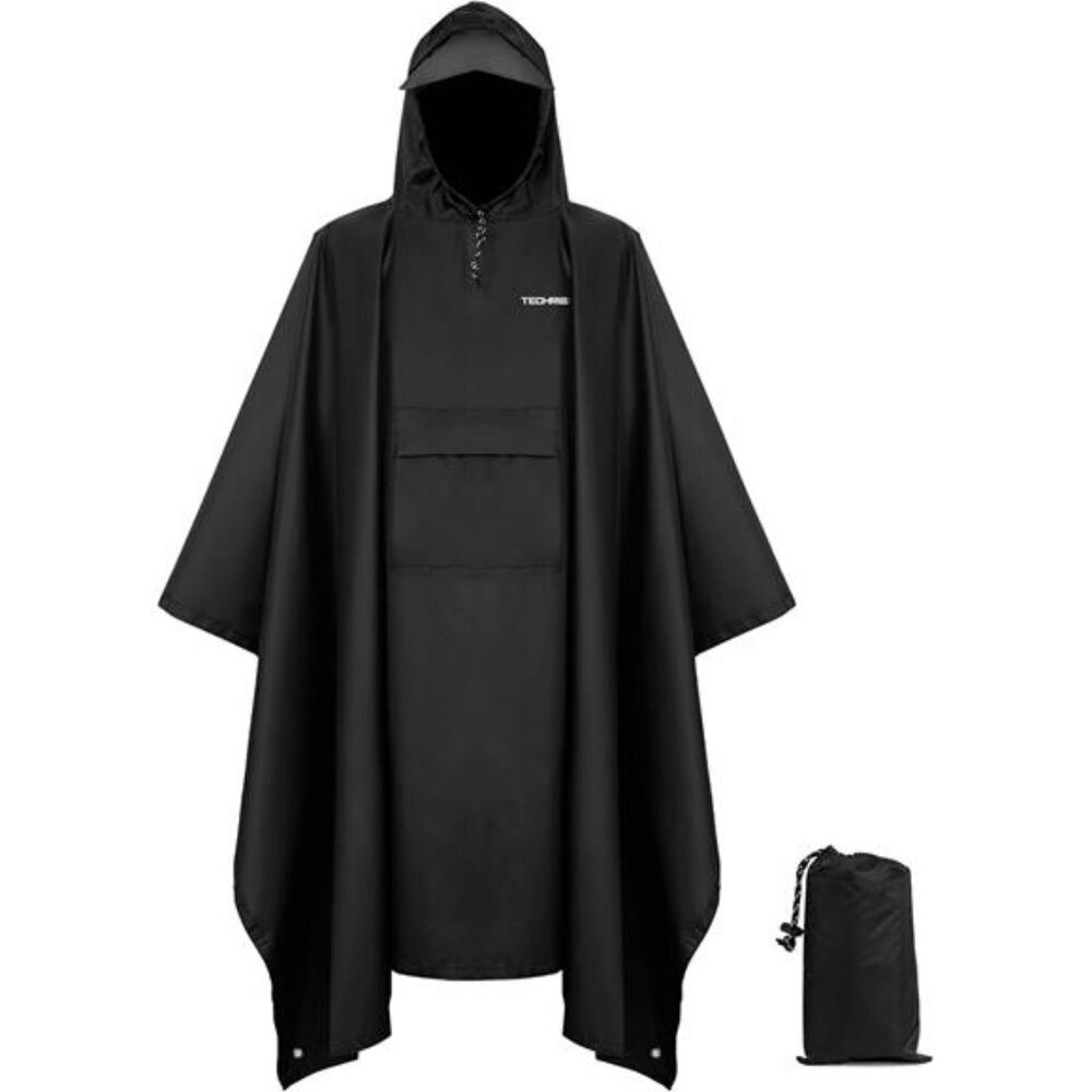 Waterproof Rain Poncho Adults Hooded Unisex Lightweight Reusable Hiking Camping